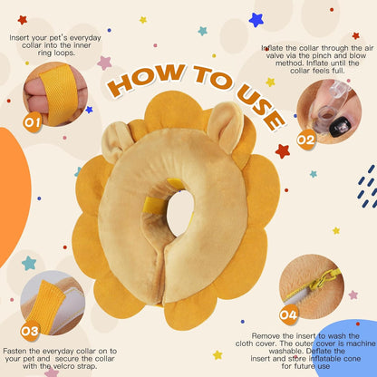 Inflatable pet neck pillow for cats and dogs after surgery