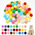 LXUEJIE 100 Pieces Cat Toy Balls front view showing assorted colorful plush pom poms for pet entertainment