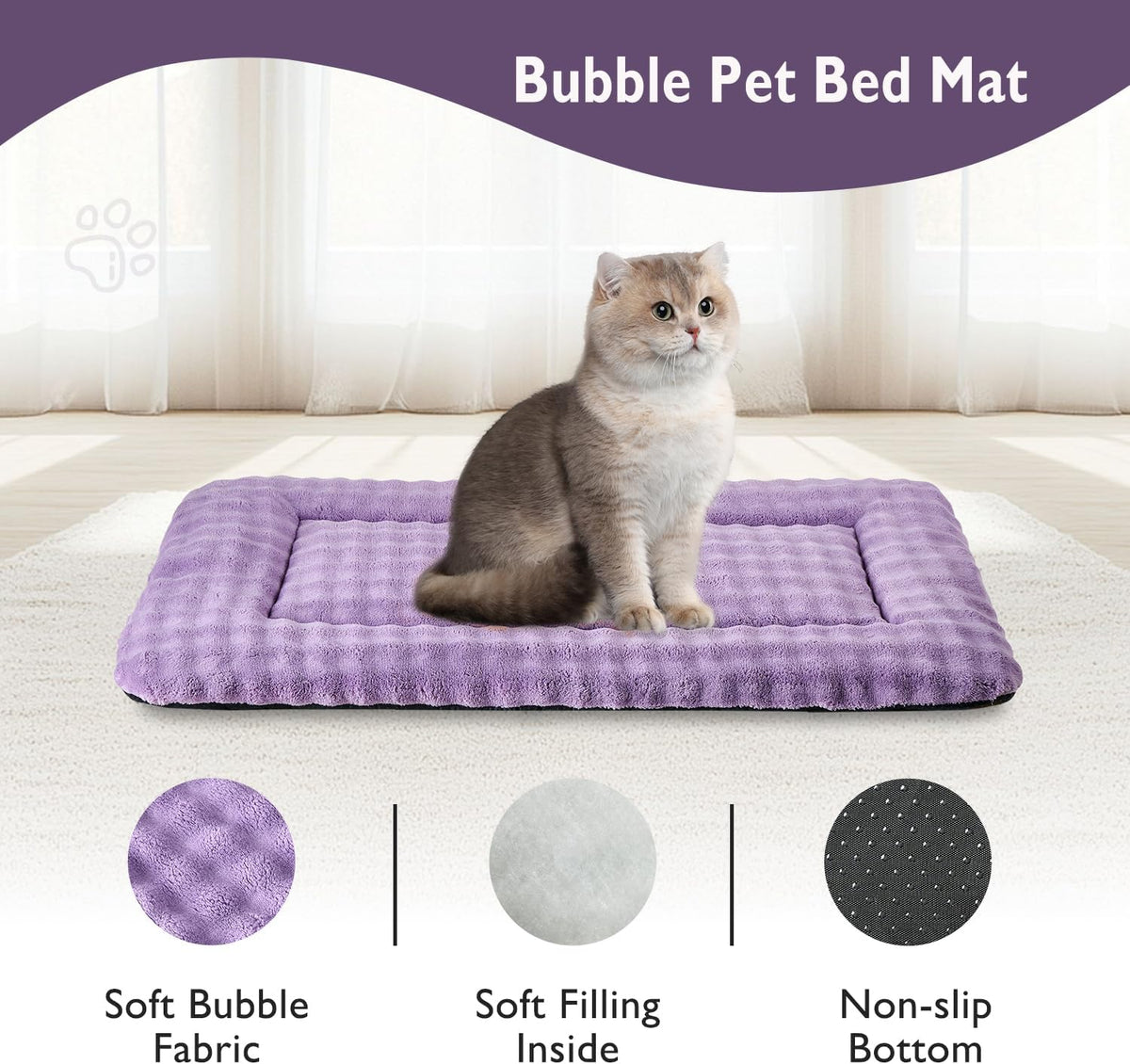 Yaning soft pet sleeping mat with three dimensional bubble pattern