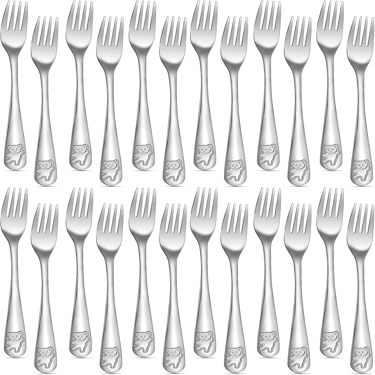 Erinnmy 24 piece stainless steel toddler forks front view