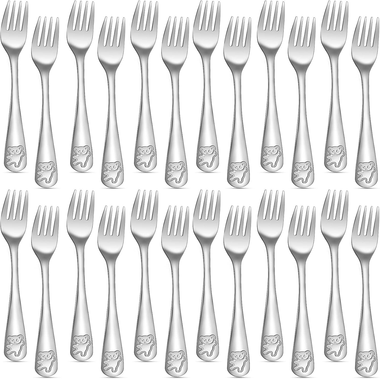 Erinnmy 24 piece stainless steel toddler forks front view
