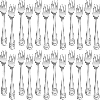 Erinnmy 24 piece stainless steel toddler forks front view