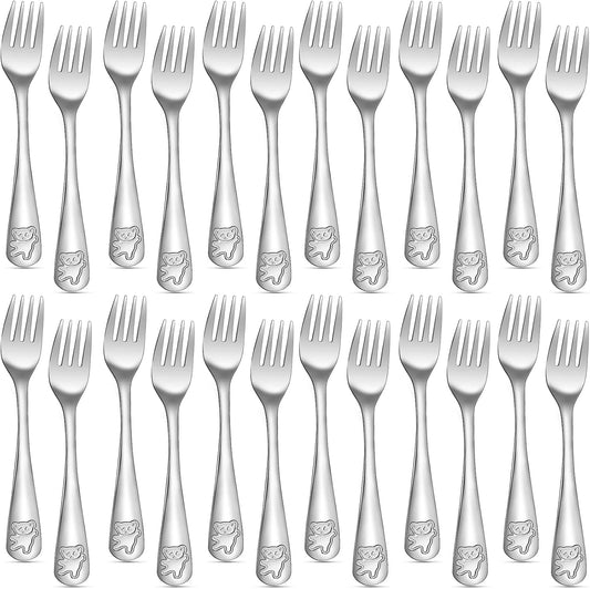Erinnmy 24 piece stainless steel toddler forks front view