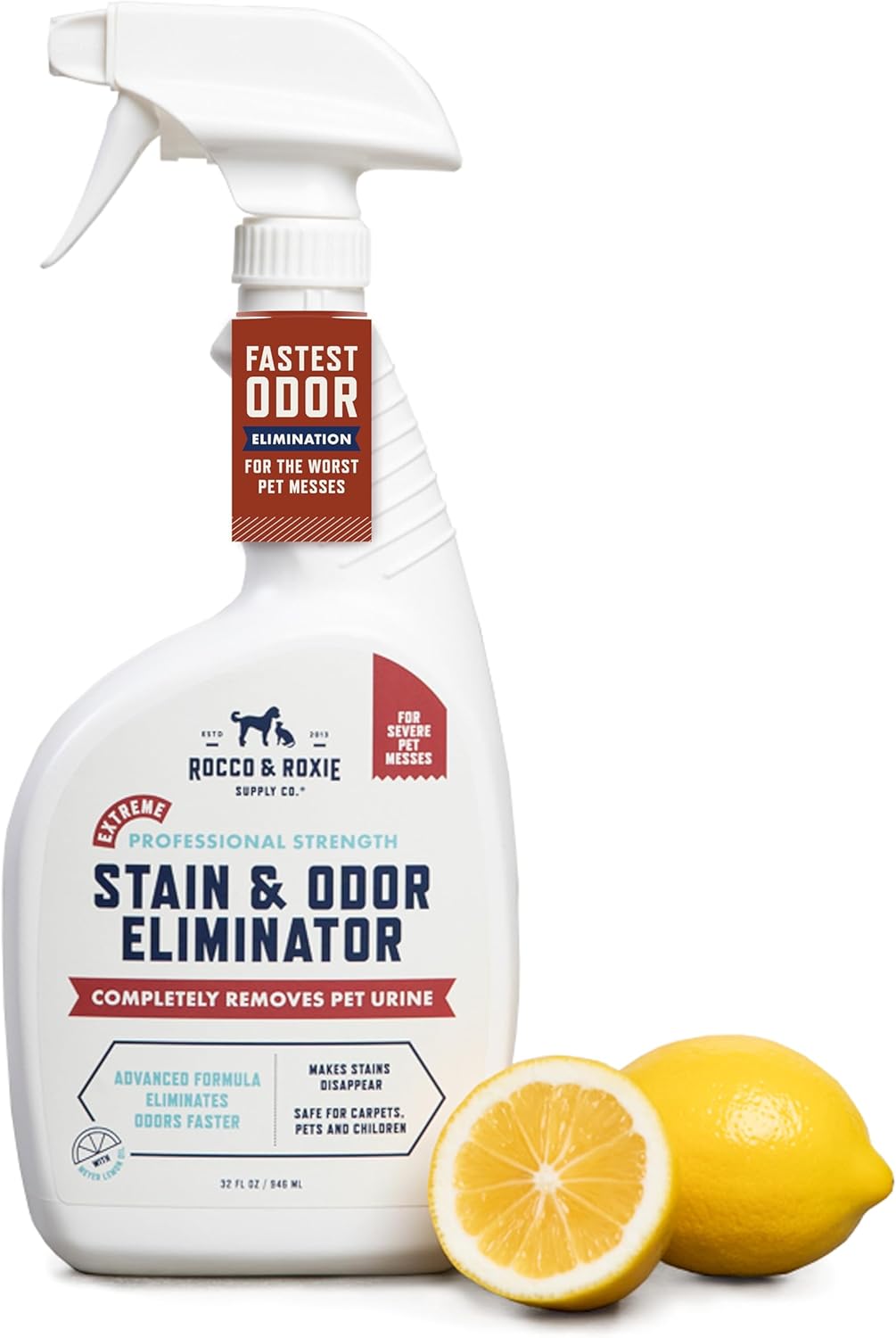 Rocco & Roxie Supply Co. Stain & Strong Odor Eliminator, Enzyme Cleaner, Pet Odor Eliminator for Home - Carpet Stain Remover for Cats & Dog Pee - Urine Destroyer - Carpet Cleaner Spray Clear, 32 Fl Oz - Image 12