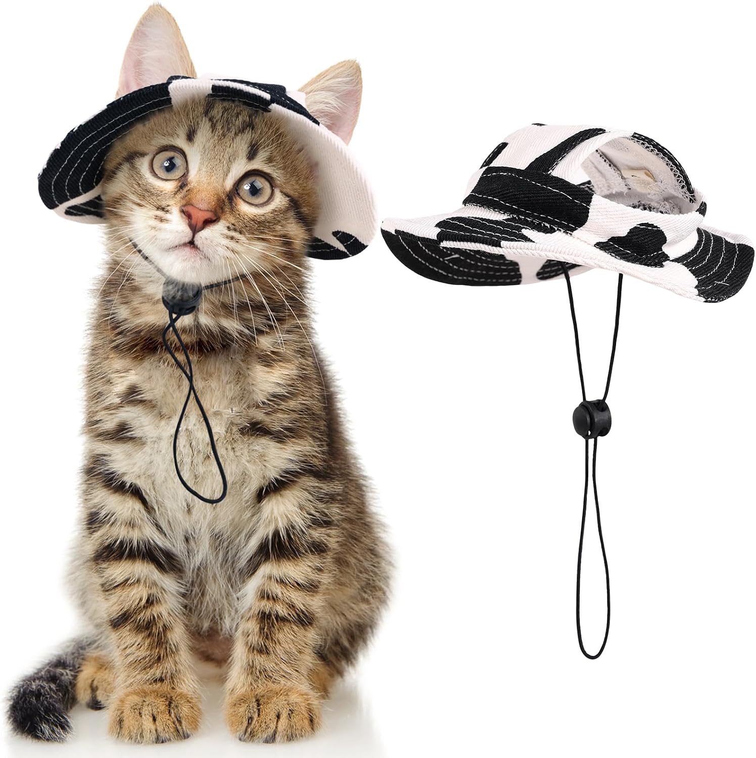 DENTRUN Cat Bucket Hat with Ear Hole, Cotton Birthday Bonnet for Small Pets | Breathable cotton, Adjustable Secures fit, For birthday Party, For small cats, daily cute photos - Image 11