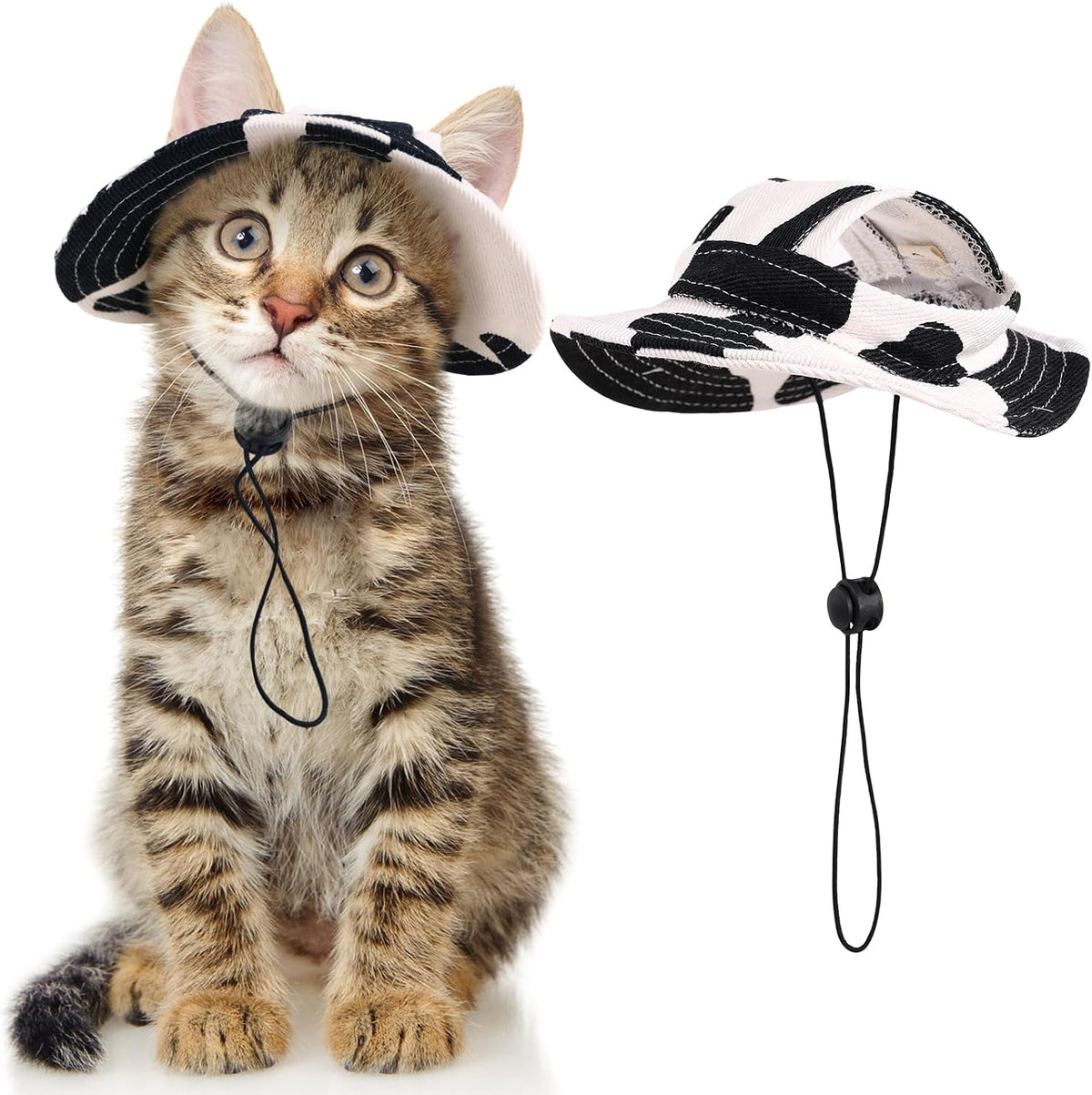 DENTRUN Cat Bucket Hat with Ear Hole, Cotton Birthday Bonnet for Small Pets | Breathable cotton, Adjustable Secures fit, For birthday Party, For small cats, daily cute photos - Image 11