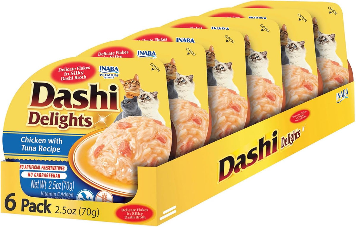 INABA Dashi Delights for Cats, Shredded Tuna Side Dish with Bonito Flake Broth, Cat Food Complement with Taurine & Green Tea Extract, 2.5 Ounce Cup, 6 Cups Total, Tuna with Bonito Flakes Recipe - Image 12