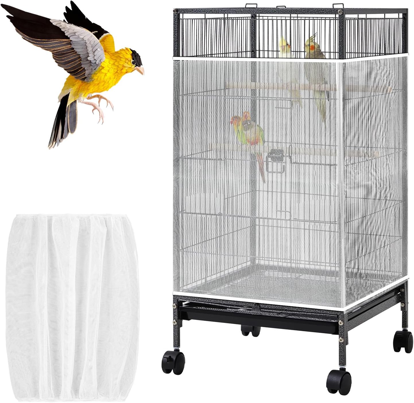 Hpmjz White Bird Cage Seed Catcher front view premium birdcage accessory