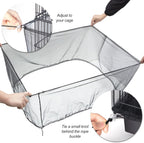 Premium stretchable bird cage net cover protecting household floors from scattered seeds and feathers.
