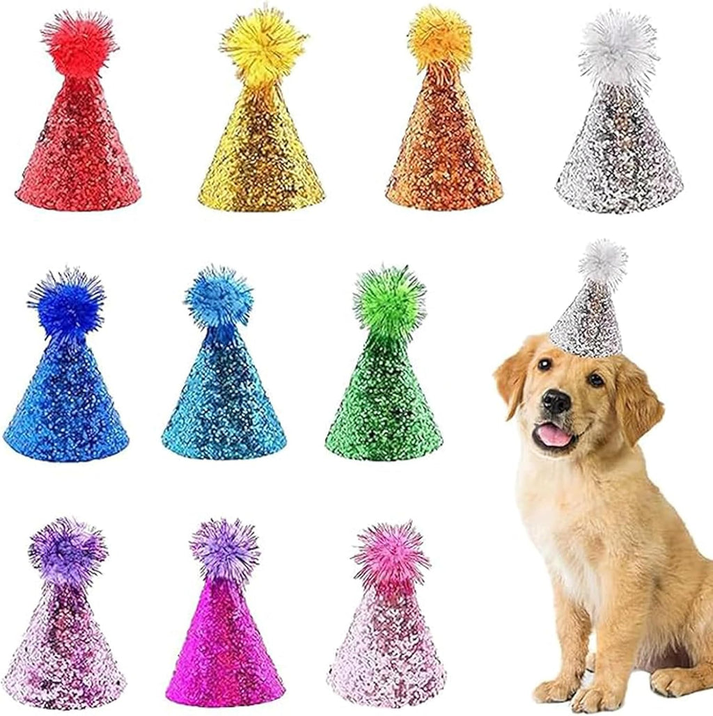 Cellcacn 10 piece dog birthday hat set front view