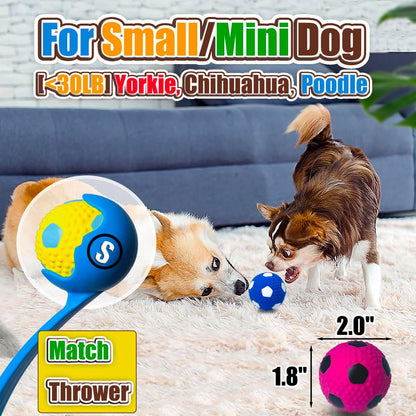 Miniature natural latex dog fetch balls showing textured surface