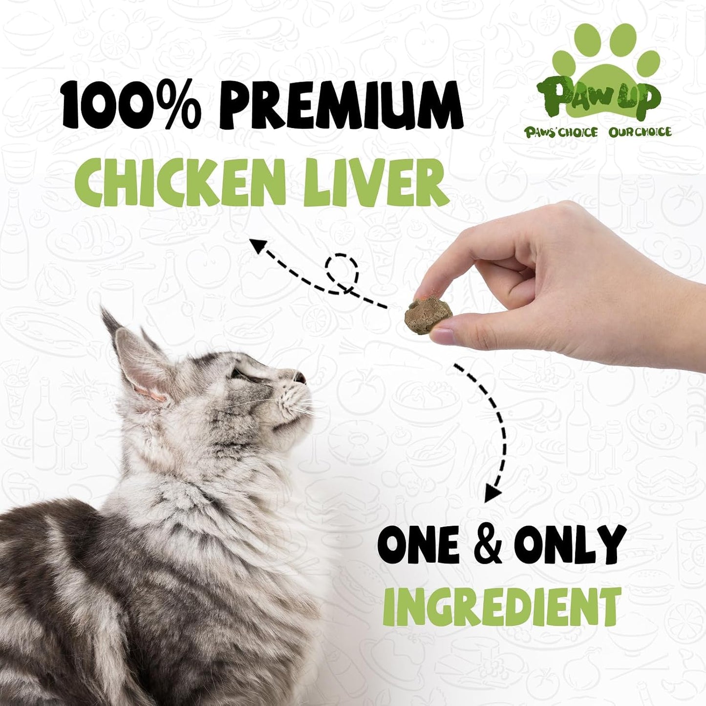 PAWUP single ingredient pet treats packaging showing nutritional information