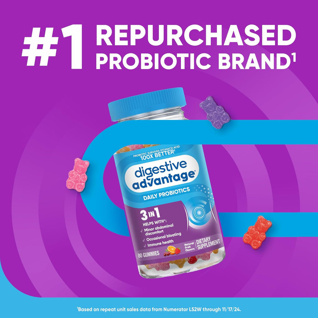 Digestive Advantage daily probiotic gummies serving size detail