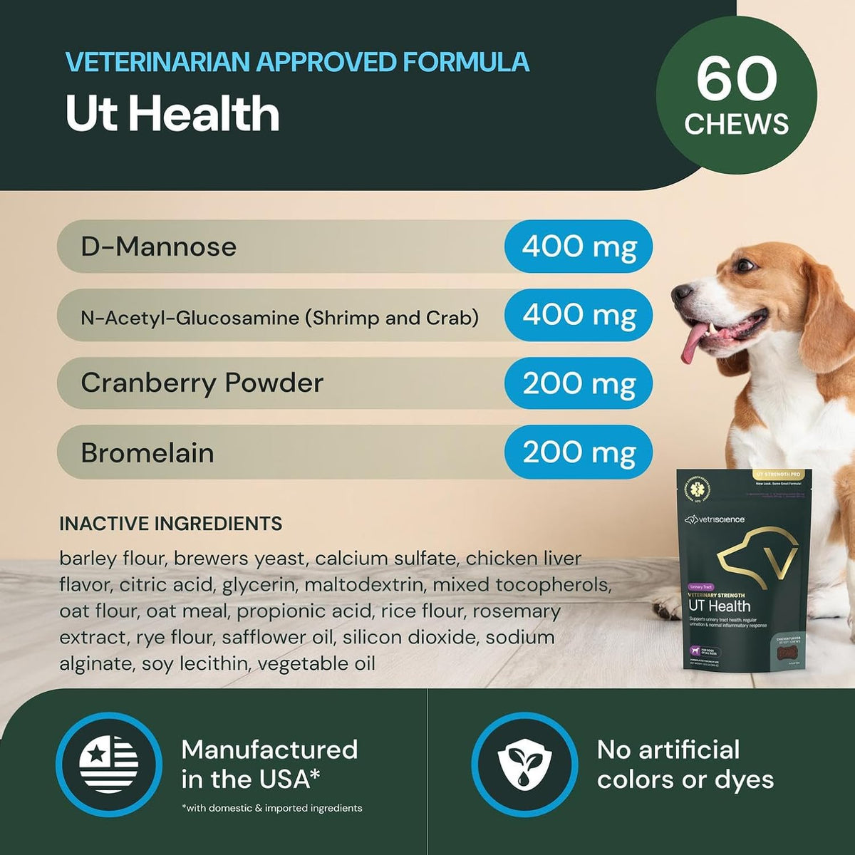 VetriScience urinary health chews 60 count label