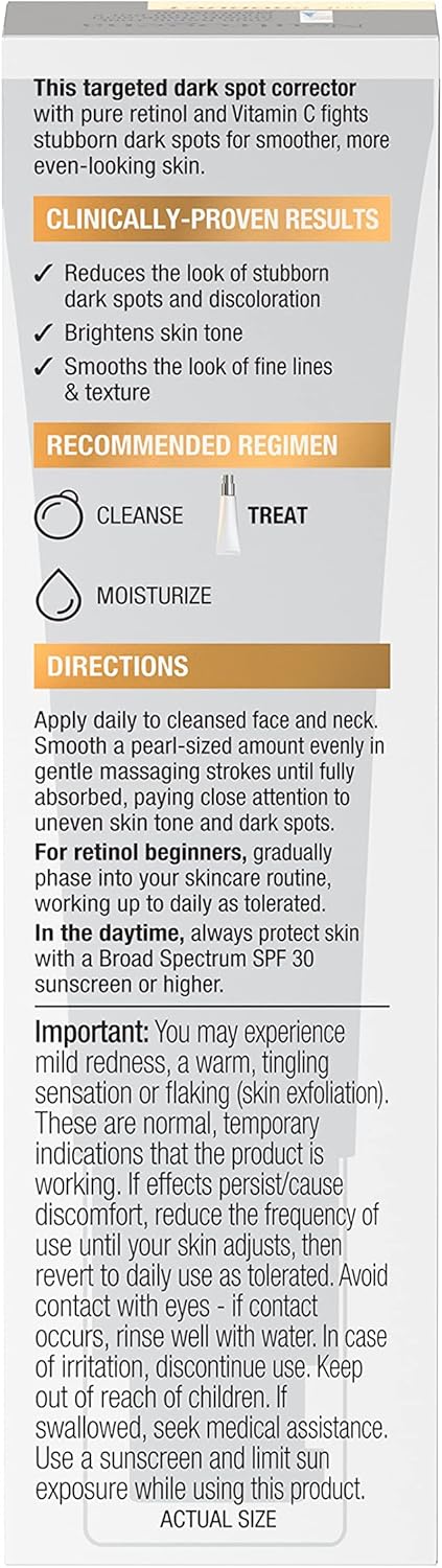 Neutrogena Rapid Tone Repair Retinol + Vitamin C Dark Spot Corrector Face Serum, Daily Anti-Wrinkle Dark Spot Corrector to Brighten & Even Tone, Mineral-Oil & Dye-Free, White, 1 oz - Image 10