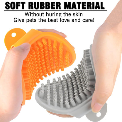 Orange and grey rubber curry comb for pet grooming and shedding control