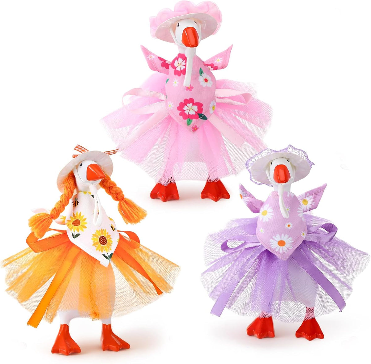 Create-ables 7 inch spring desk goose outfits front view showing pink floral dress style