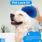 Ergonomic panda shaped dog scrubber showing soft rubber massaging bristles