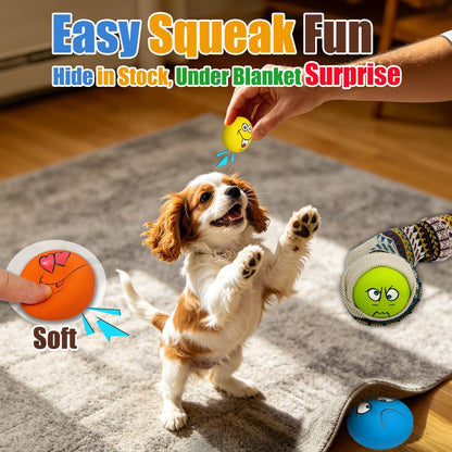 Vibrant multicolored pet chew toys displayed together showing different smile emotions.