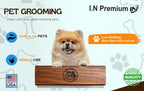 Serrated stainless steel blade details of the I.N Premium professional undercoat rake for dogs.