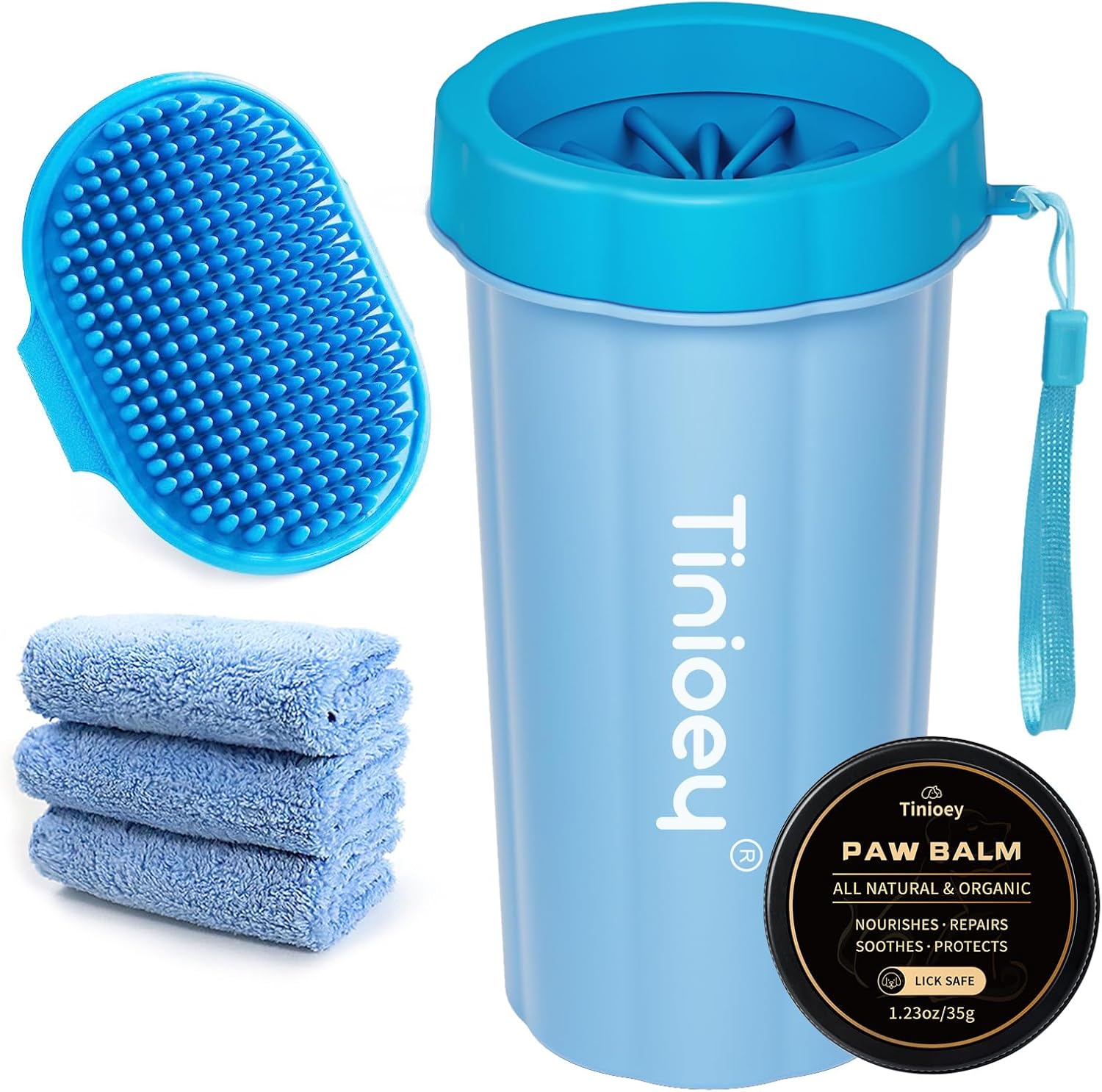 Close up of the absorbent drying towels from the Tinioey paw scrubber kit