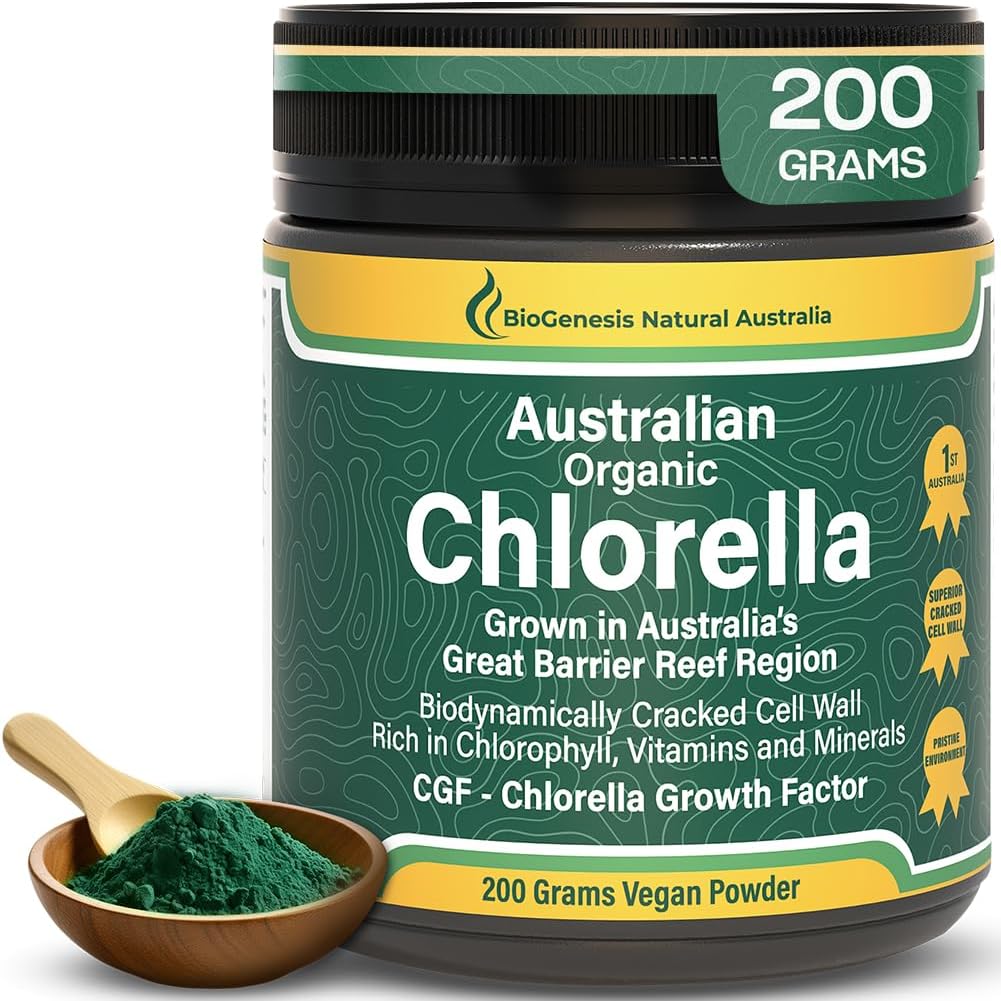 Biogenesis Organic Chlorella Powder 200g front view bottle
