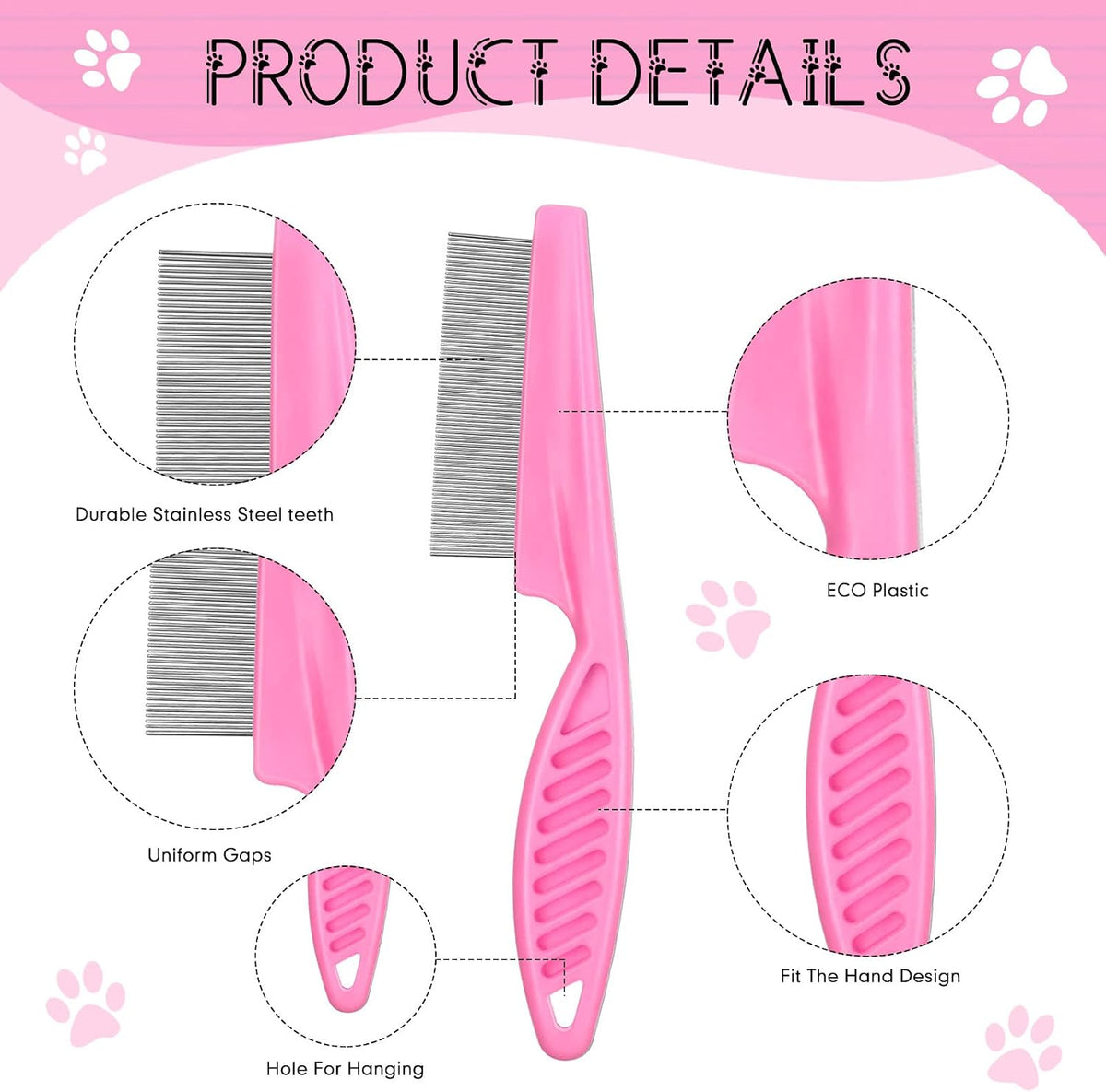 Ergonomic non-slip handle design of Nuogo flea remover tool