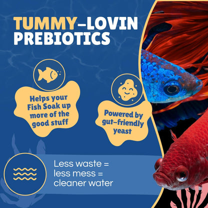 Perky Fins Betta Boost Pops back of packaging with feeding instructions and clear ingredients list.