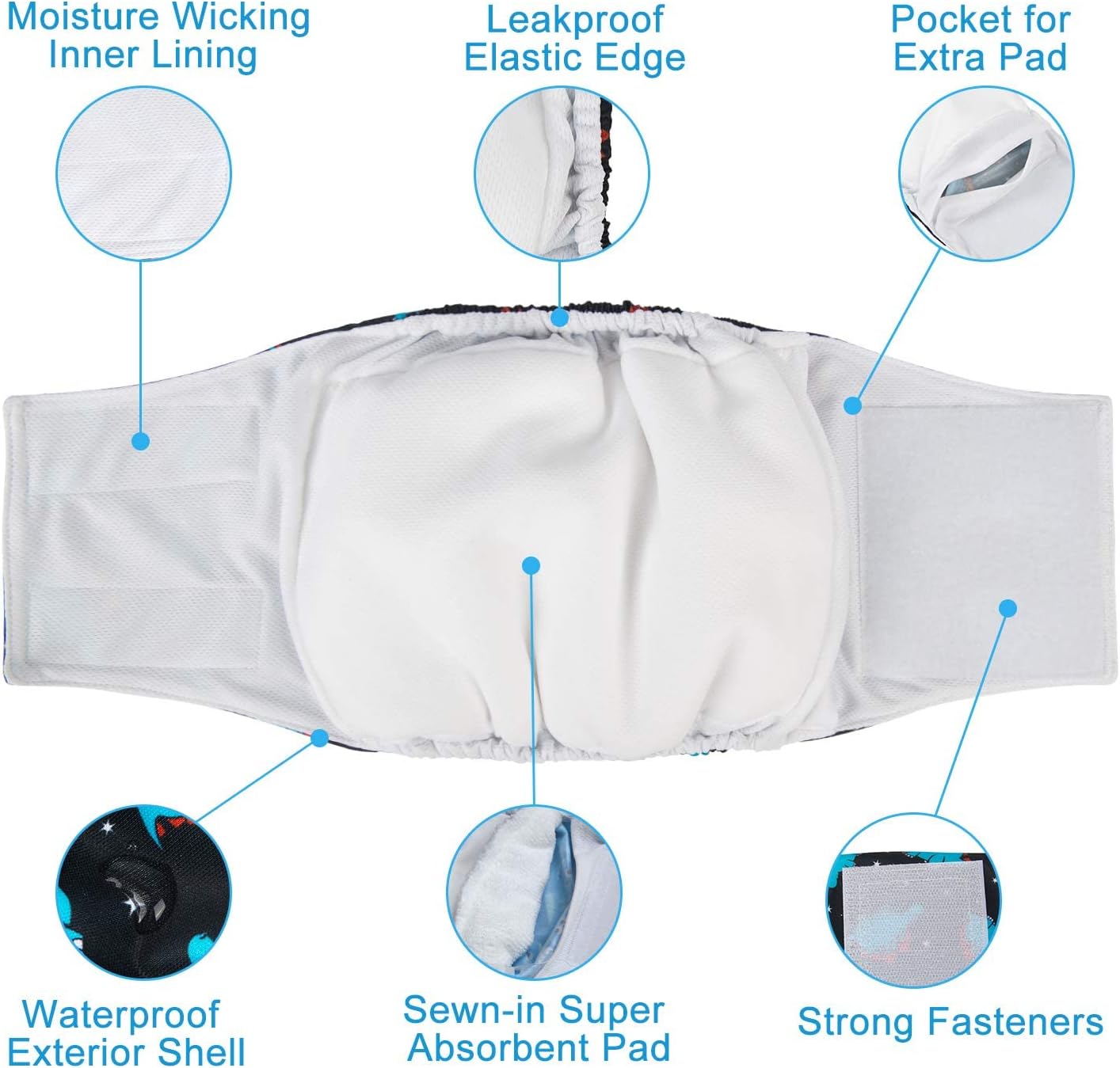 Premium leakproof male dog diaper small size interior microfiber lining