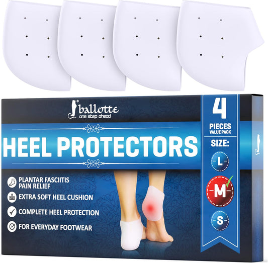 Ballotte Premium Silicone Heel Protectors front view for plantar fasciitis relief