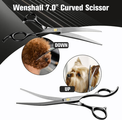 Wenshall professional pet shears set showing adjustable gold tension screws