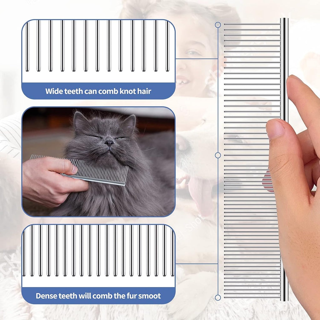 Pet grooming set wood-grain handle detail