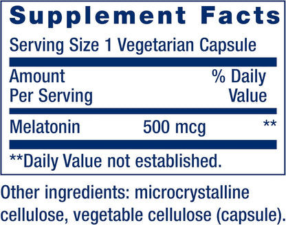Life Extension Melatonin, 500 mcg - Gently Promotes Sleep, Low Dose, Value Size - Non-GMO, Gluten-Free, Vegetarian - 200 Capsules - Image 3
