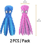 Two pack Synra no stuffing octopus dog plush toys for small and medium dogs