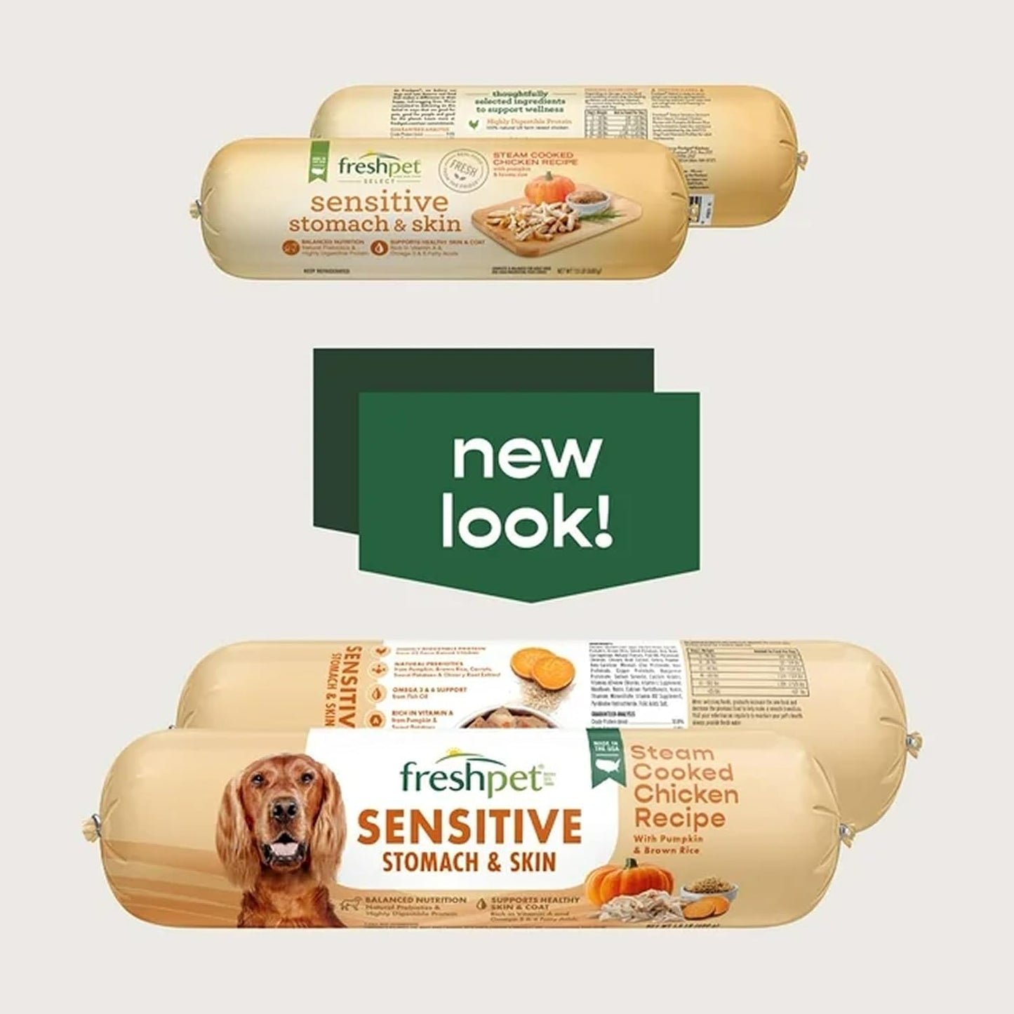 Close up of premium USA imported dog food roll label