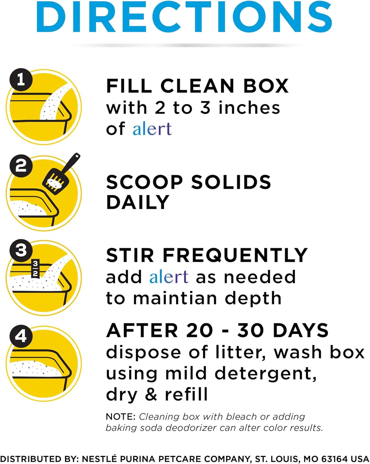 Instructions for using Purina Tidy Care Alert health monitoring cat litter