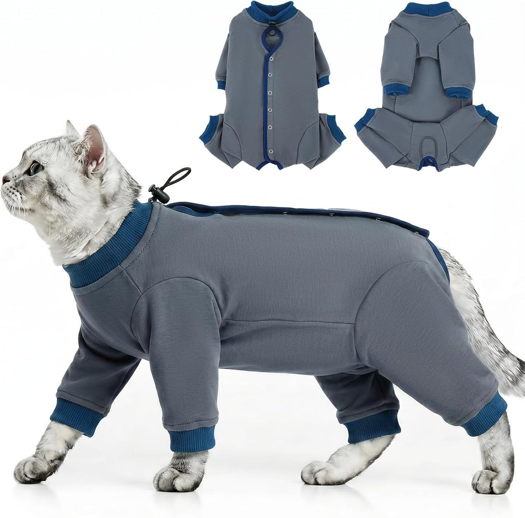 QBLEEV Cat Recovery Suit for Post Surgery, Spay Neuter Suit for Cats, Soft Stretchy Cotton Cat Onesie for Skin Diseases, Anti-Lick Surgical Shirt Pajamas for Abdominal Wound, Kitten Cone Alternative - Image 15