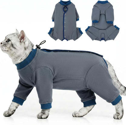 QBLEEV Cat Recovery Suit for Post Surgery, Spay Neuter Suit for Cats, Soft Stretchy Cotton Cat Onesie for Skin Diseases, Anti-Lick Surgical Shirt Pajamas for Abdominal Wound, Kitten Cone Alternative - Image 15