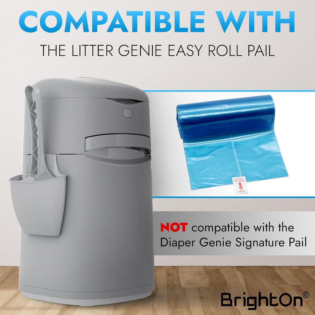 BrightOn replacement bags roll for Easy Roll cat litter pail