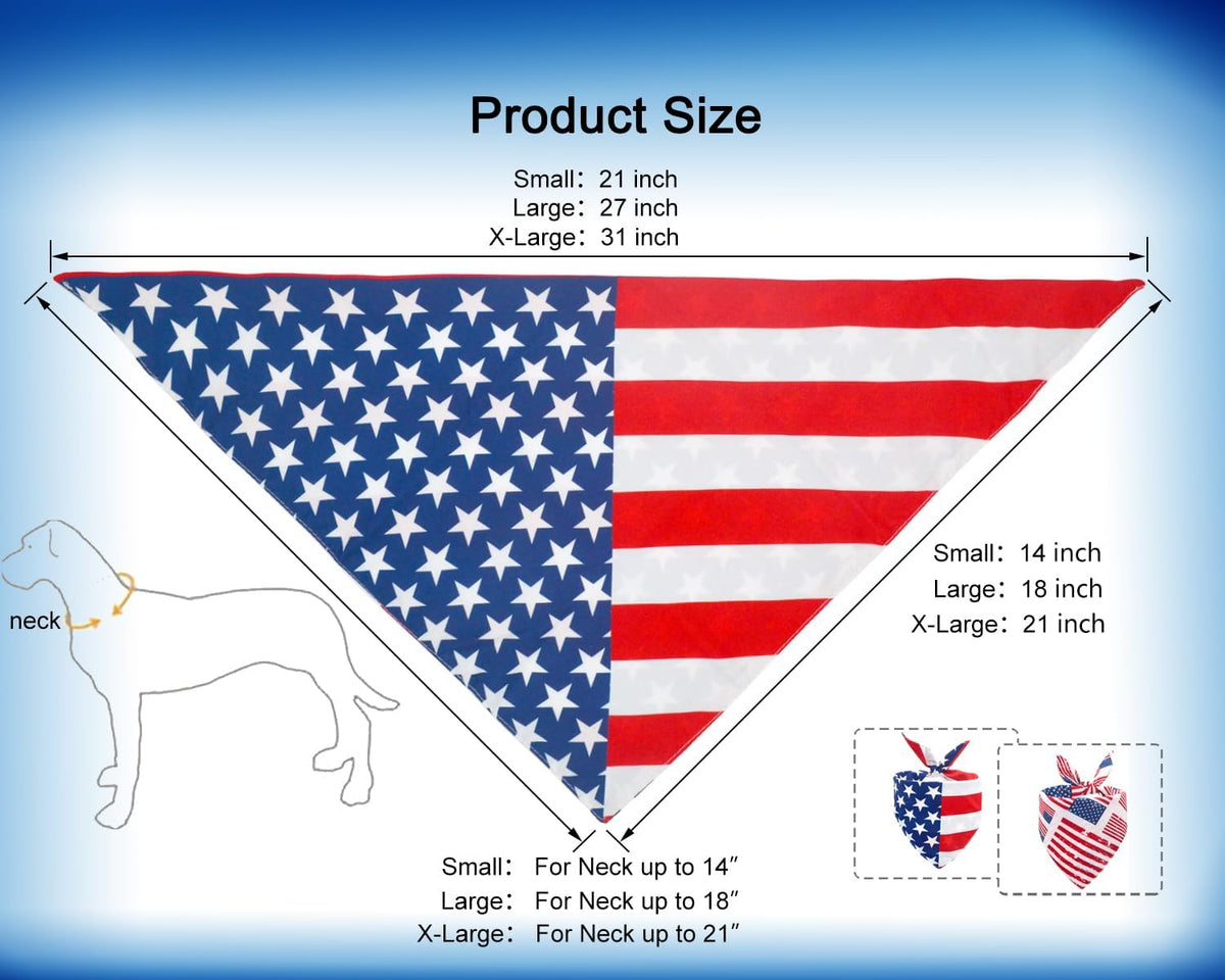CozyHaus dual layer pet triangle scarf displayed flat to showcase the reversible stars and stripes layout.