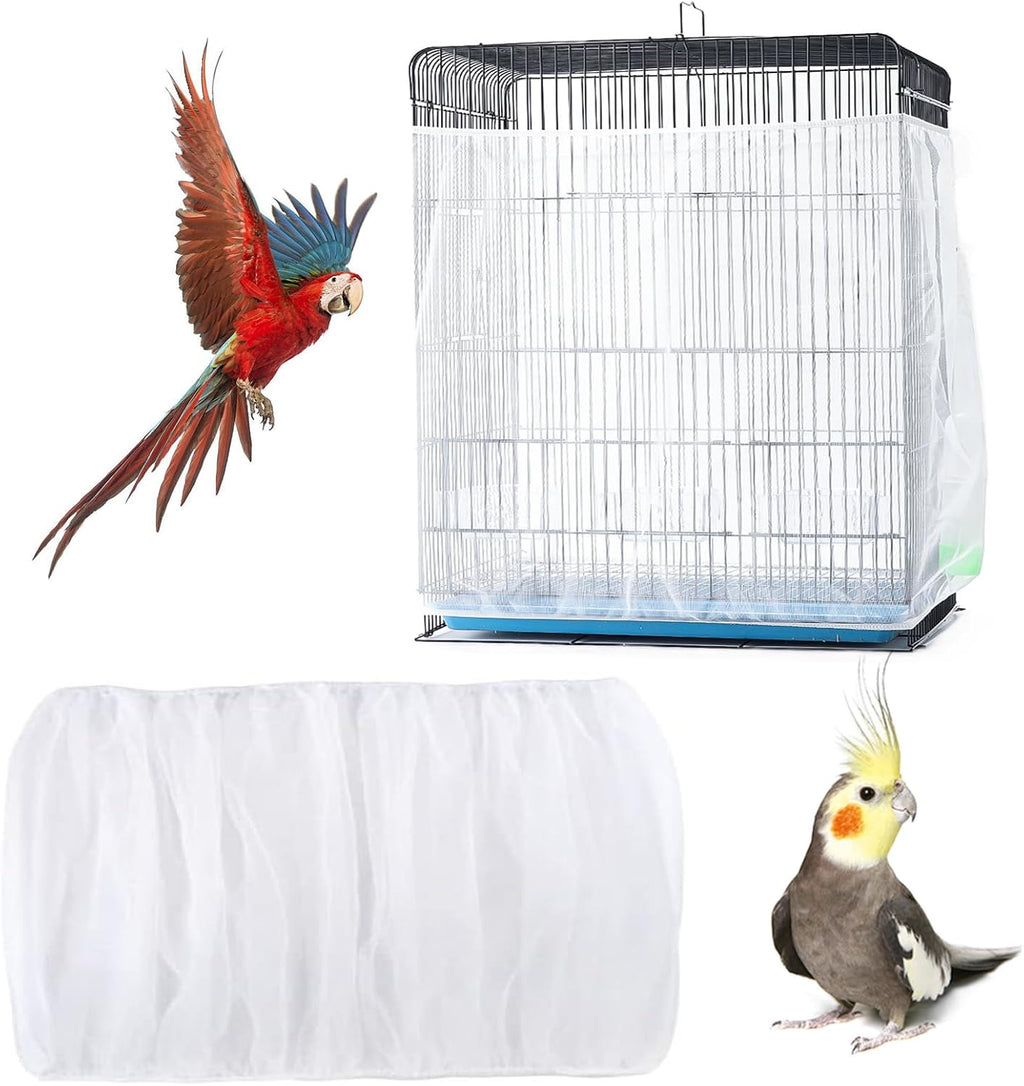Folded Pusnmi black nylon bird cage netting for easy storage.