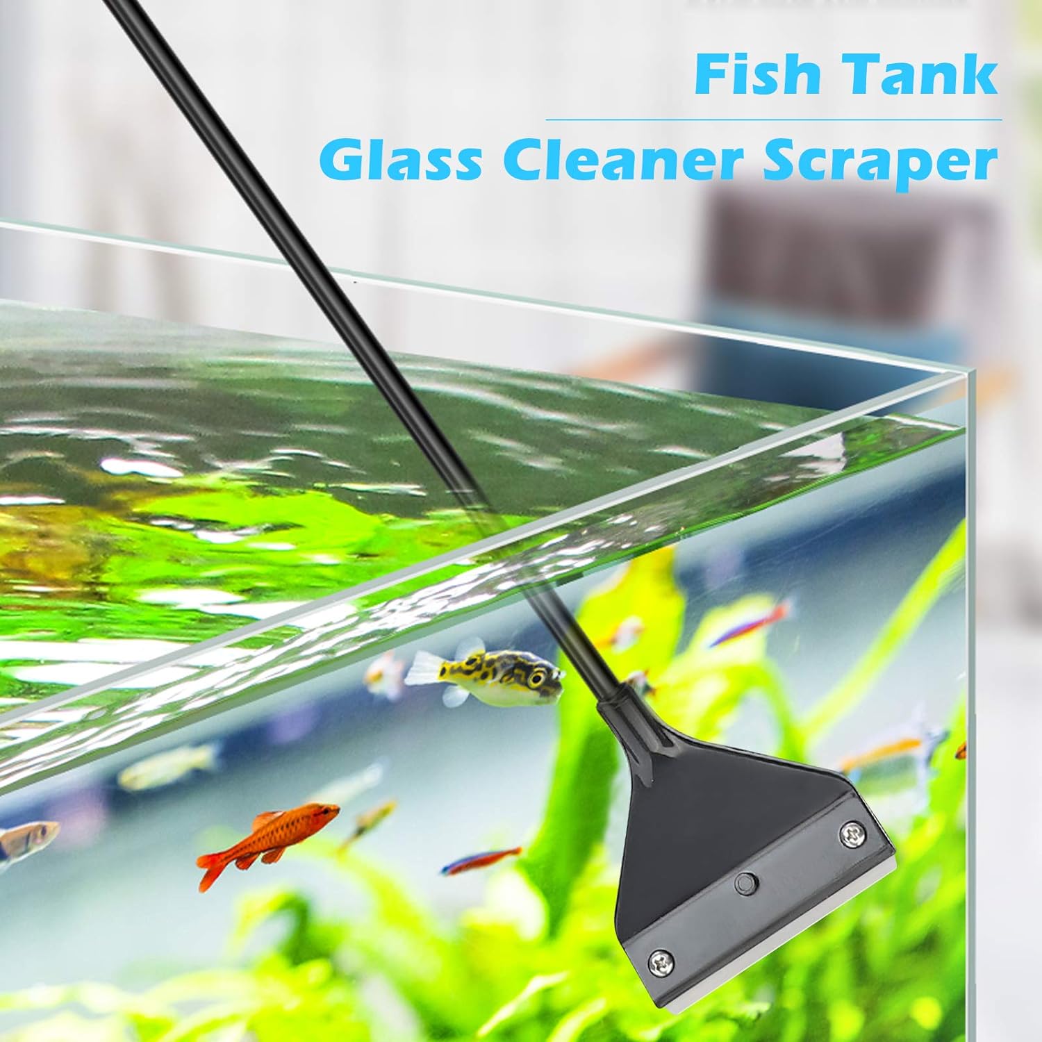 Pronetcus fish tank cleaner tool showing the long handle extension for deep aquarium maintenance