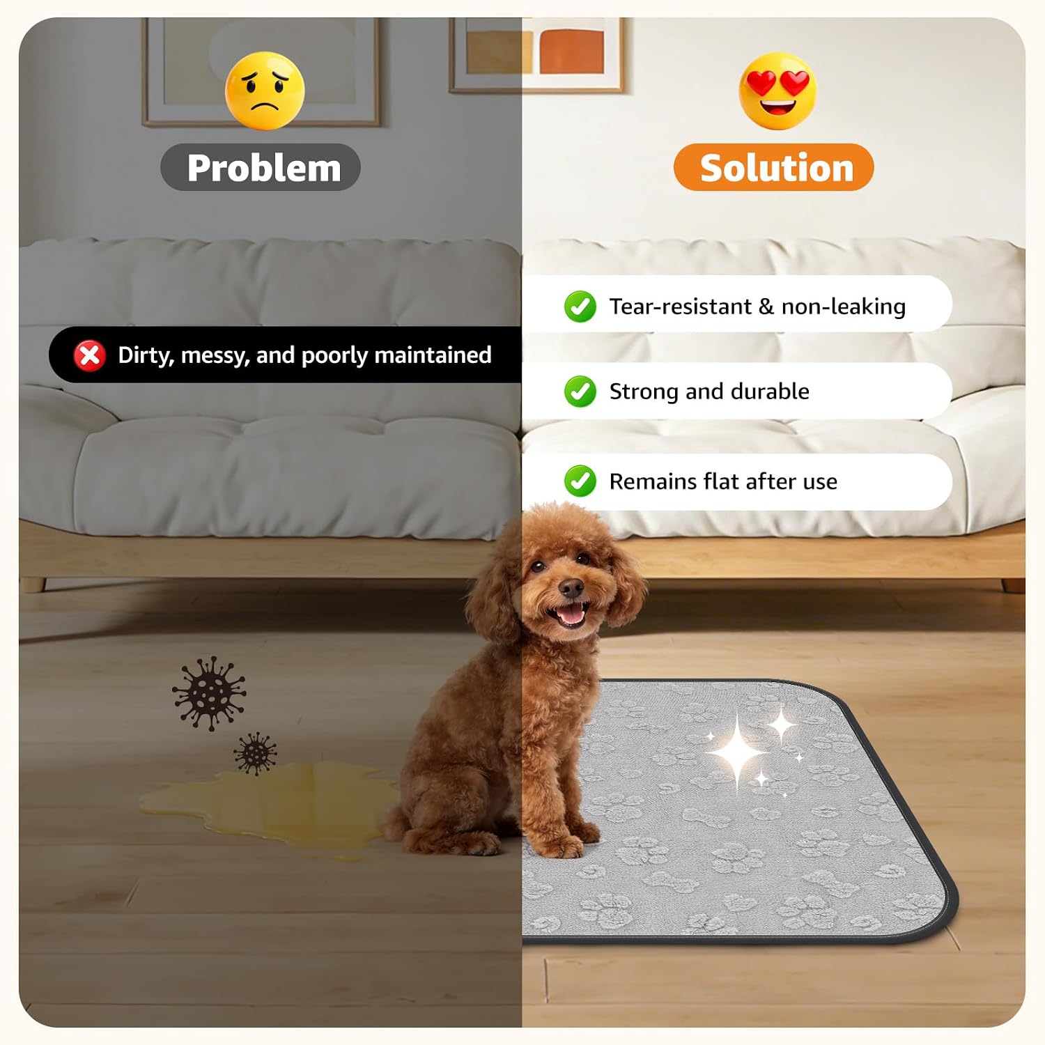 Comparison of Loobani washable mat texture and edges