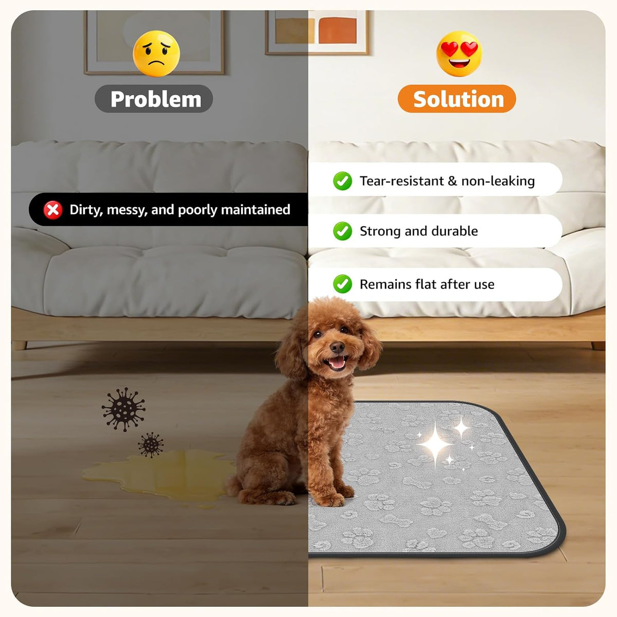Comparison of Loobani washable mat texture and edges