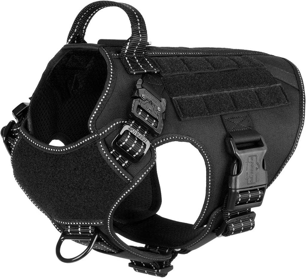 ICEFANG Tactical Dog Harness, Large Size,2X Metal Buckle,Working Dog MOLLE Vest with Handle,No Pulling Front Leash Clip,Hook and Loop Panel (Brown,L (Pack of 1)) - Image 15