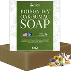 Herblov Poison Ivy Soap Bar front view of packaging for natural rash relief.