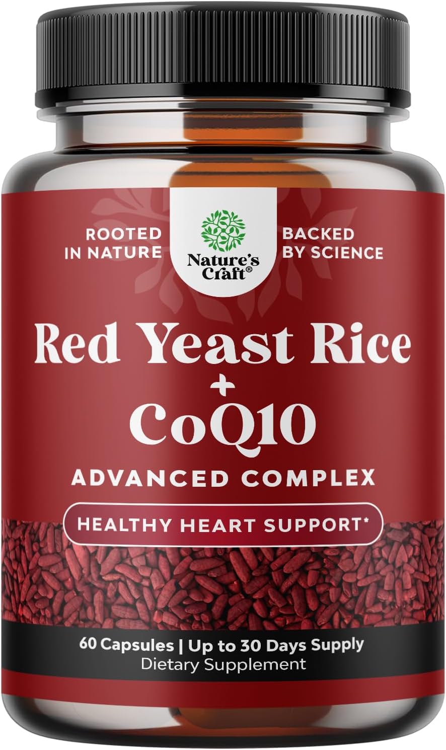 Red Yeast Rice with CoQ10 Supplement - Healthy Heart Support - 120 Ct - Image 5