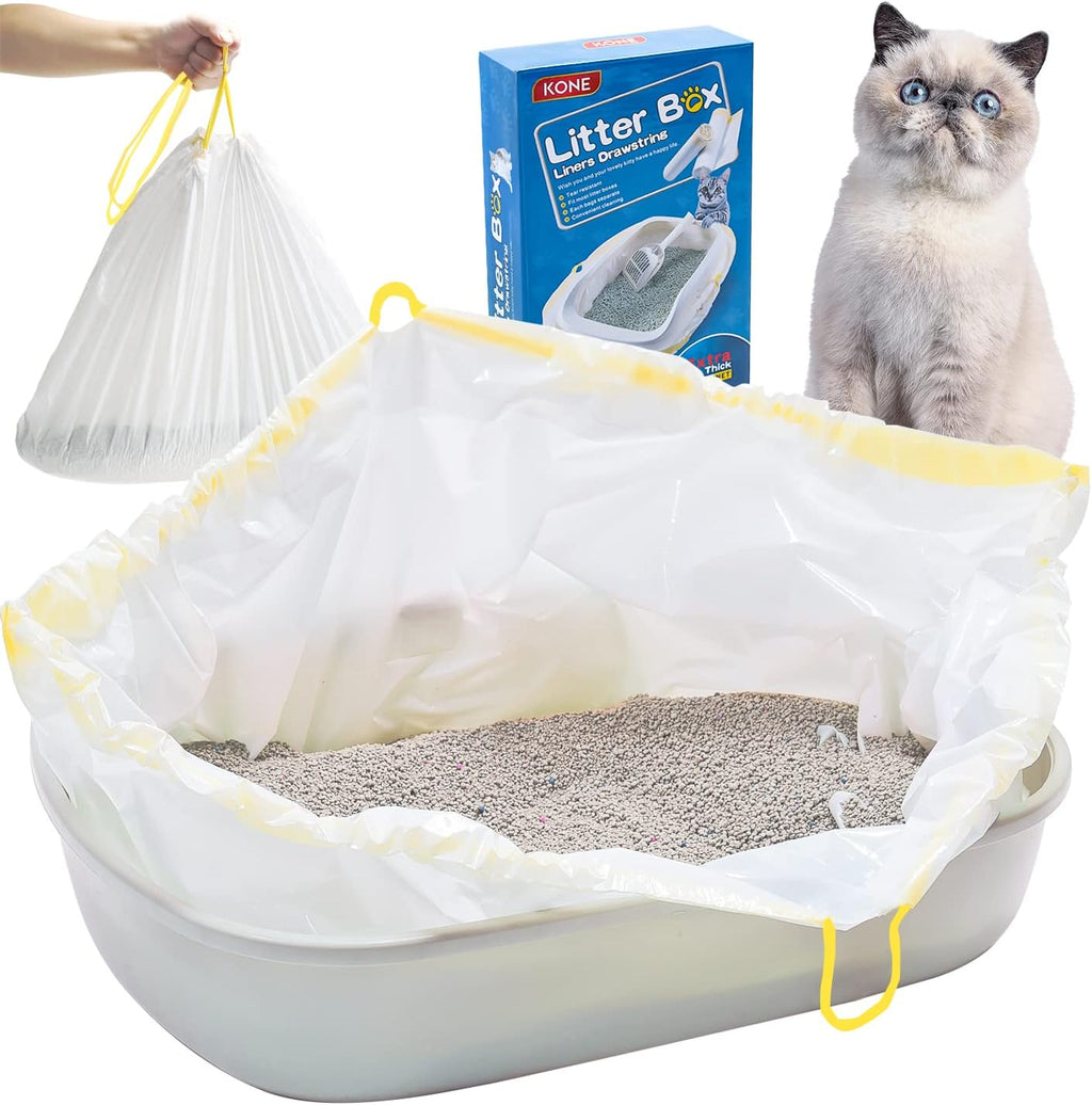KONE Cat Litter Box Liners, 14 Count Jumbo Extra Durable Large Drawstring Kitty Litter Pan Bags Cat Waste Litter Bags Pet Supplies 36" x 18" - Image 9