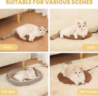 Thermostat controlled electric puppy warming mat safe for indoor living rooms.