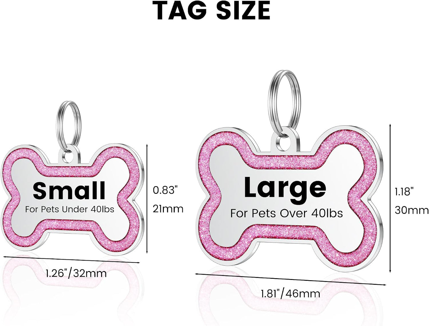 Durable personalized stainless steel cat identity tag with sparkling pink inlay